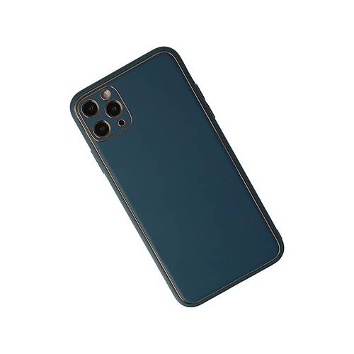 iPhone 11 Pro Max K�l�f Coco Deri Silikon Kapak - Mavi