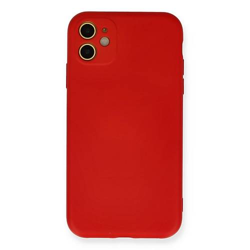 iPhone 11 K�l�f Nano i�i Kadife Silikon - K�rm�z�