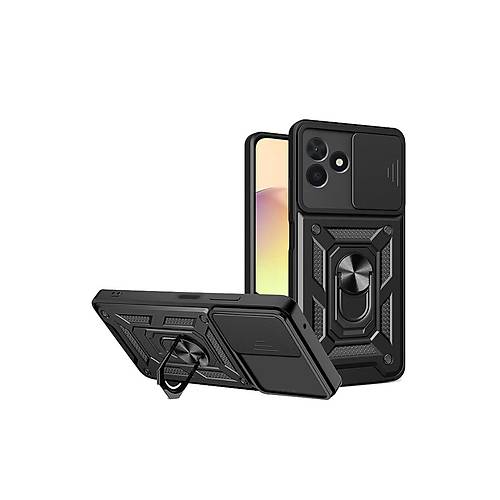 Realme C53 K�l�f Pars Lens Y�z�kl� Silikon - Siyah