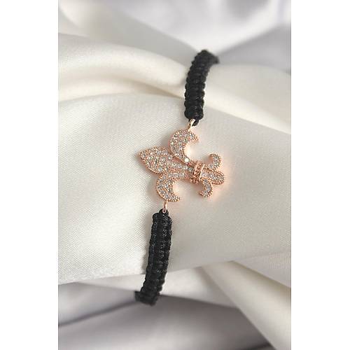 Pirin� Rose Renk Zirkon Ta�l� Zambak Model Asans�rl� Makrome Model Kad�n Bileklik