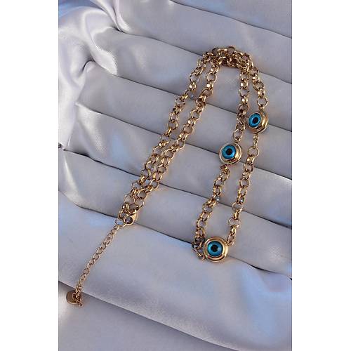 316L �elik Gold Renk Nazar Boncuk Model Kolye