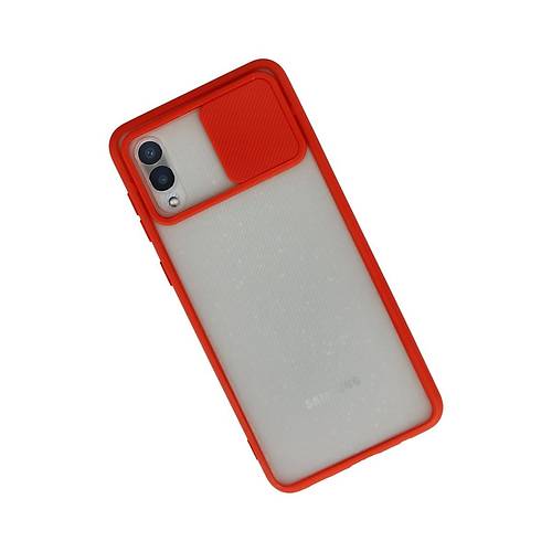 Galaxy A02 K�l�f Palm Buzlu Kamera S�rg�l� Silikon - K�rm�z�
