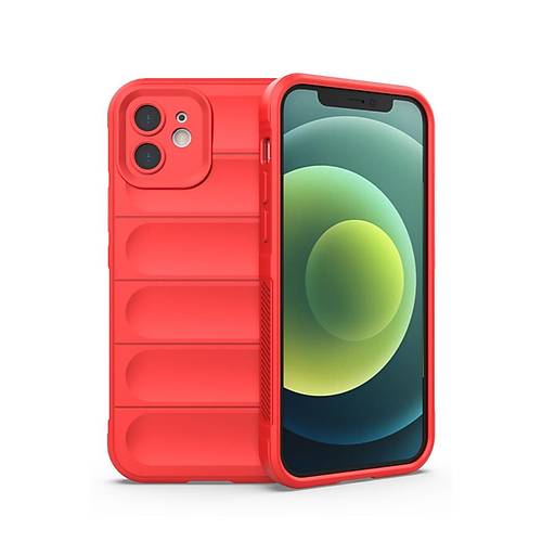iPhone 12 K�l�f Optimum Silikon - K�rm�z�