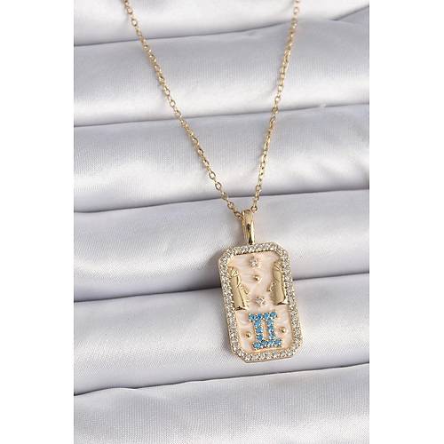 316L �elik Gold Renk Zincir �kizler Burcu Zirkon Ta�l� Kad�n Kolye