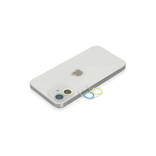 iPhone 12 Mini Renkli Kamera Lens Koruma Cam - Sar�-Mavi