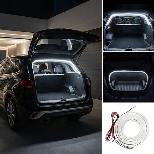 Araba Otomobil �n Arka Bagaj ��i Ayd�nlatma Neon Led �erit Kayar Modlu 12v 4 Metre Beyaz