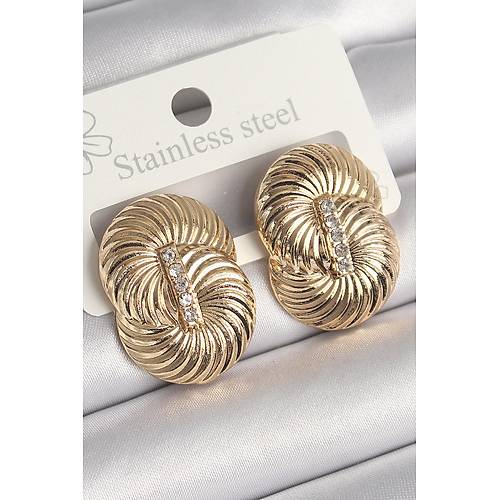 Pirin� Gold Renk Zirkon Ta�l� Sarmal Model Kad�n K�pe