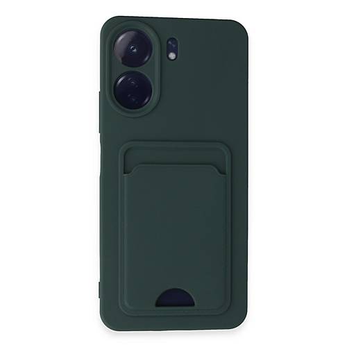 Redmi 13C K�l�f Kelvin Kartvizitli Silikon - Koyu Ye�il