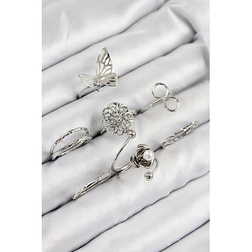 Pirin� G�l Kelebek Model G�m�� Renk Kad�n Y�z�k Kombin Set