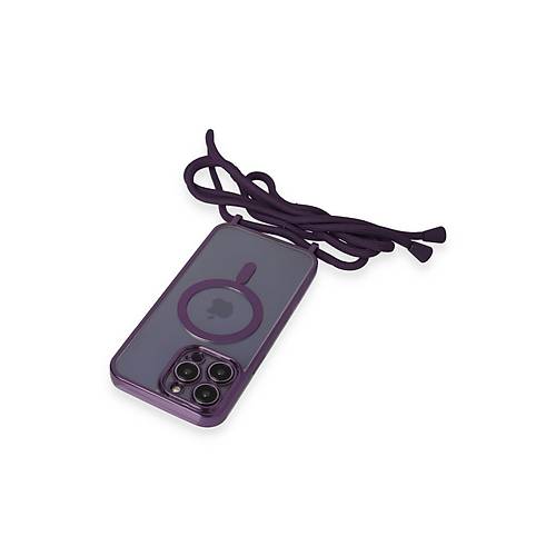 iPhone 12 Pro Max K�l�f Divo Lazer Ask�l� Magsafe Kapak - Derin Mor