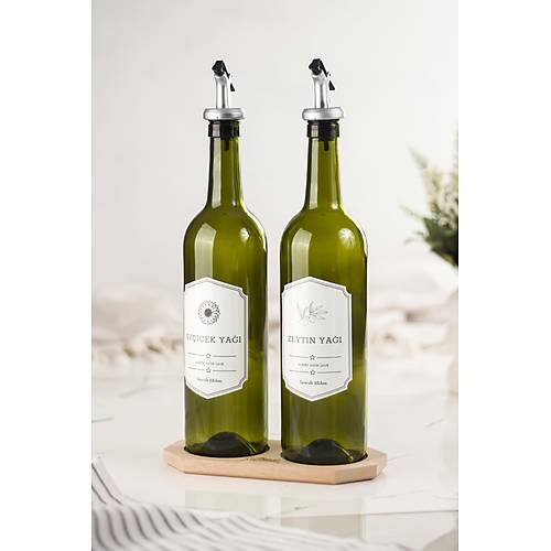 Bambu Standl� 2'li 750 ml Zeytinya�� & S�v� ya� �i�esi & Ya�l�k Sirkelik Seti (Damlatmaz)
