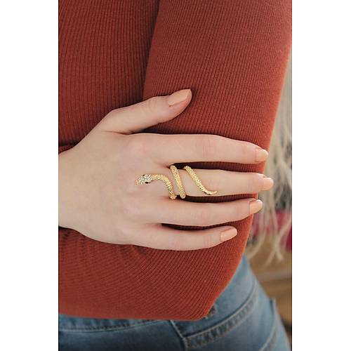 Ayarlanabilir Gold Renk Zirkon Ta�l� Y�lan Y�z�k