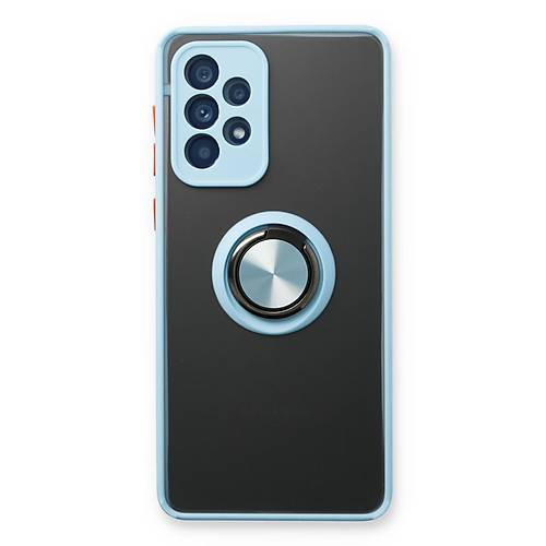 Galaxy A73 5G K�l�f Montreal Y�z�kl� Silikon Kapak - Buz Mavi
