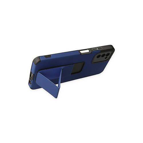Galaxy A03S K�l�f Mega Standl� Silikon - Mavi