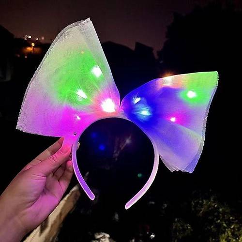 Rengarenk Led I��kl� Fiyonk �ekilli T�l Parti Tac� Beyaz Renk 25x25 cm