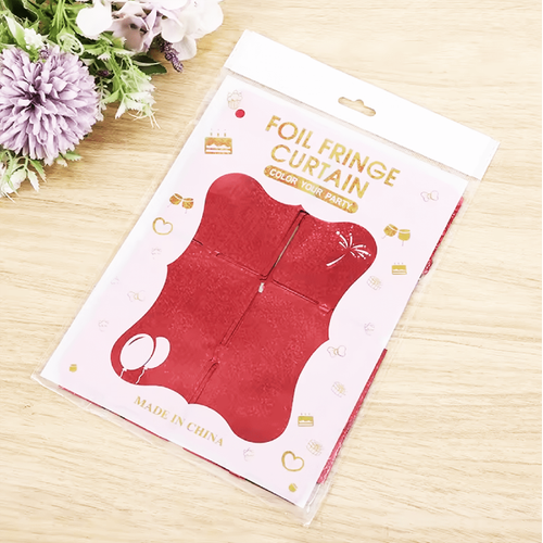K�rm�z� Renk Dikd�rtgen Kesim Parlak Sim G�r�n�ml� Fon Perde Dekor 1x2 Metre
