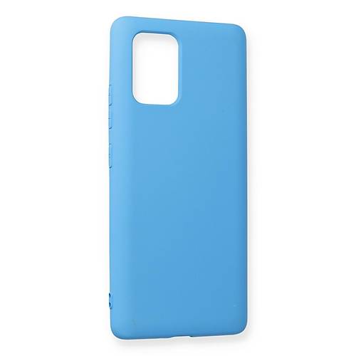 Galaxy A91 / S10 Lite K�l�f Nano i�i Kadife Silikon - Mavi