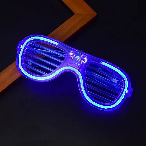 Mavi Led I��kl� Parti G�zl��� - Neon Glow �erit G�zl�k 3 Modlu