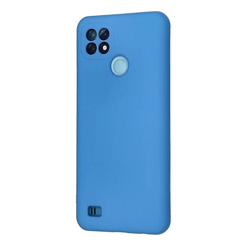 Realme C21 K�l�f Nano i�i Kadife Silikon - Mavi