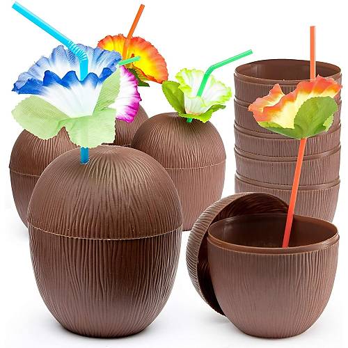 Hindistan Cevizi Hawaii Luau Aloha Pipetli ��ecek Kab� Bardak 10x13 cm 1 Adet