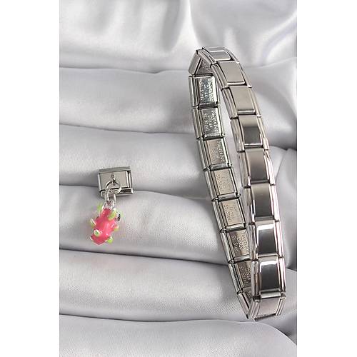 316L �elik G�m�� Renk Sallant� Ejder Meyvesi Model Nomination Charm