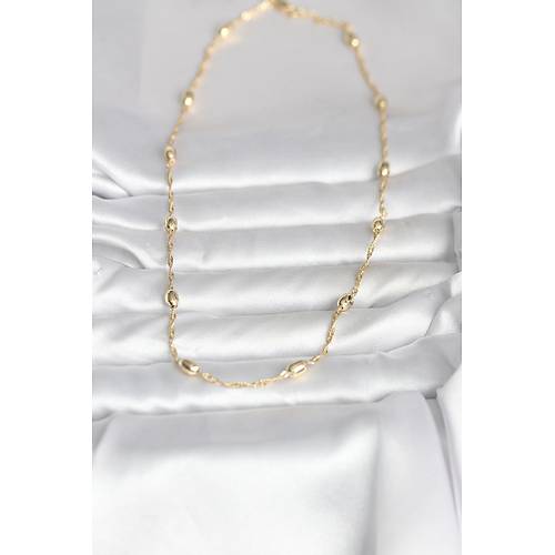 CM 14K Gold Renk Burgu Zincirli Damla Top�uk Model 45 cm Kad�n Kolye