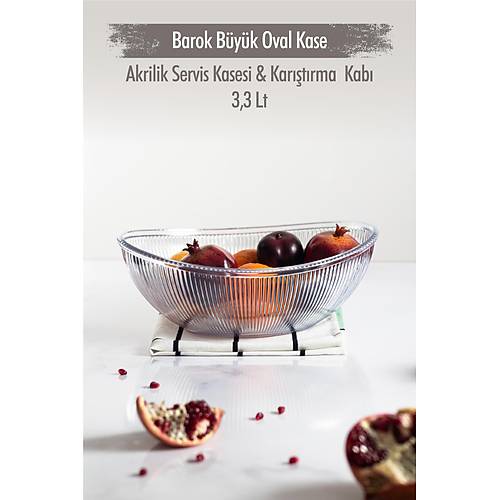 Akrilik Barok �effaf B�y�k Oval Meyve & Salata Kasesi & Kar��t�rma Kab� / 3,3 Lt (CAM DE��LD�R)