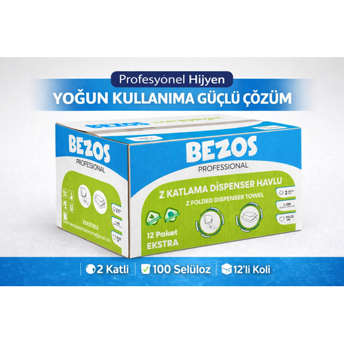 Bezos Z Katlamal� Dispenser Havlu 2 Katl� 20x22 cm %100 Sel�loz 4 Koli Avantaj Paket