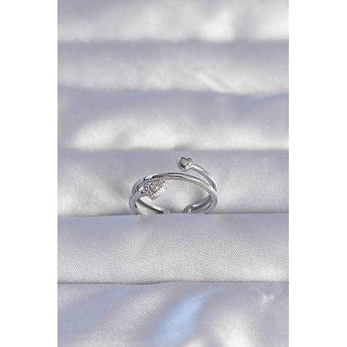 Pirin� G�m�� Renk Zirkon Ta�l� Kalpli Model Ayarlanabilir Y�z�k