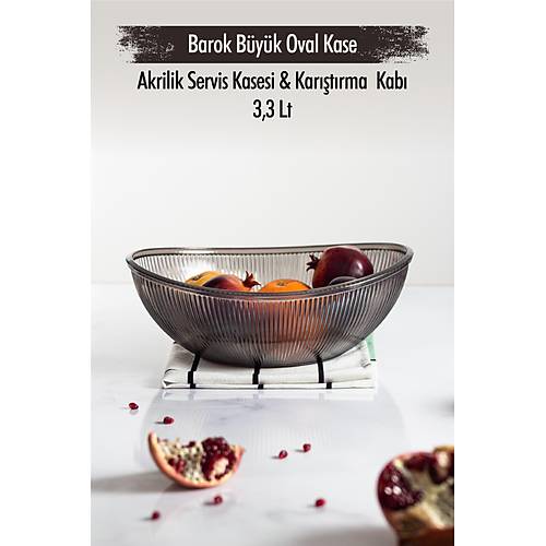Akrilik Barok F�me B�y�k Oval Meyve & Salata Kasesi & Kar��t�rma Kab� / 3,3 Lt (CAM DE��LD�R)
