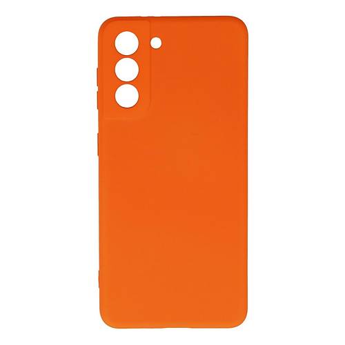 Galaxy S21 K�l�f Nano i�i Kadife Silikon - Turuncu