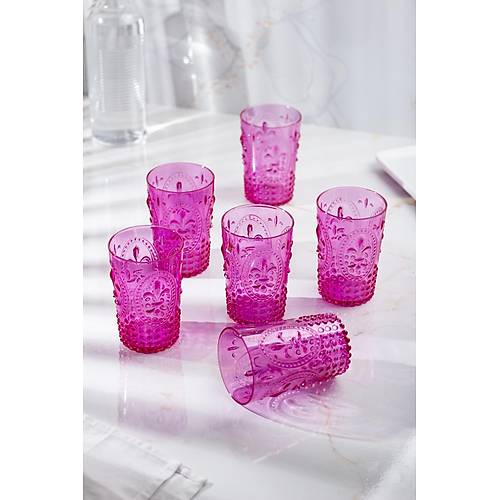 Akrilik Pembe Tekli K�sa Bardak & Su Me�rubat Kahve Yan� Barda�� 400 ml ( Cam De�ildir )