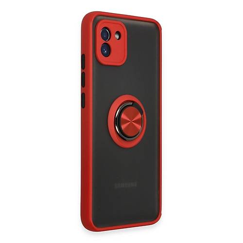 Galaxy A03 K�l�f Montreal Y�z�kl� Silikon Kapak - K�rm�z�