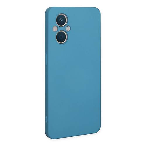 Reno 7 Lite K�l�f Nano i�i Kadife Silikon - Mavi