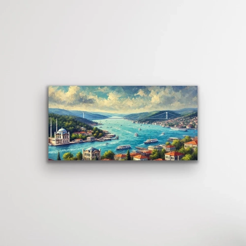 �stanbul Bo�az Manzaras� Kanvas Tablo 60x120cm
