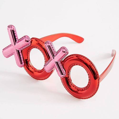 K�rm�z� Renk Xoxo Yaz�l� Parti G�zl��� 17x7 cm