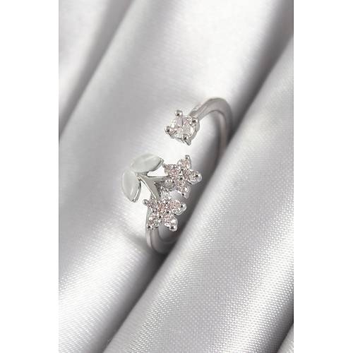 Pirin� G�m�� Renk Zirkon Ta�l� �i�ek Model Kad�n Y�z�k