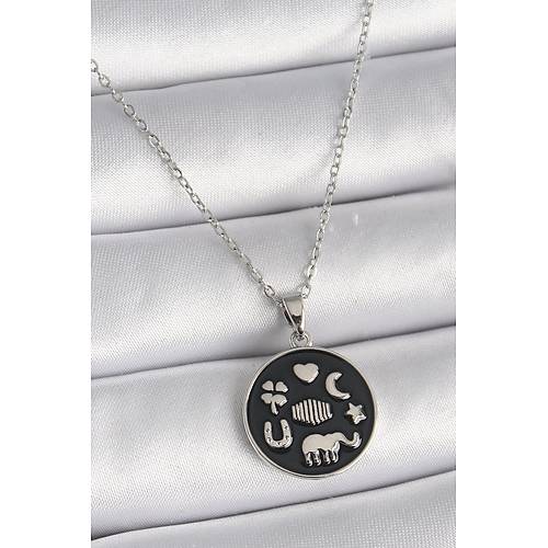 316L �elik G�m�� Renk Siyah Renk �ans Kolyesi