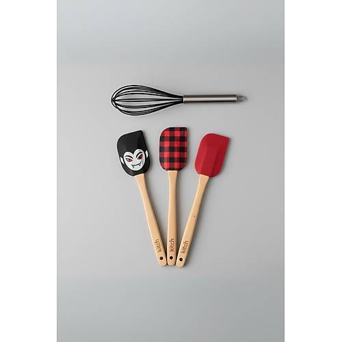 4�l� Silikon Spatula ve ��rp�c� Seti Kar���k Renk