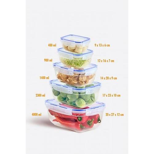 Dikd�rtgen 5 Par�a Contal� Vakumlu S�zd�rmaz Hava Almaz Saklama Kab� Seti (4000/2300/1400/900/400 Ml)