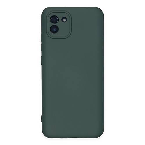 Galaxy A03 K�l�f Nano i�i Kadife Silikon - Koyu Ye�il