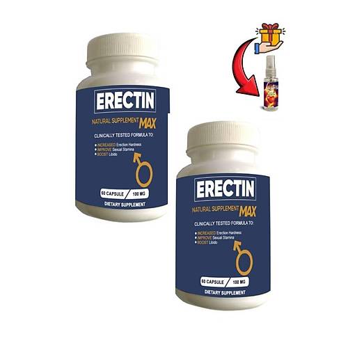 Erectin Max Erkeklere �zel Geli�tirme 60'l� Destekleyici x 2 adet+Lustra Masaj Ya�� ile 30 ml