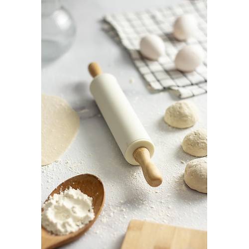 Bambu Sapl� Silikon G�vdeli Beyaz Merdane - Orta Boy(30 cm x 4,5 cm)