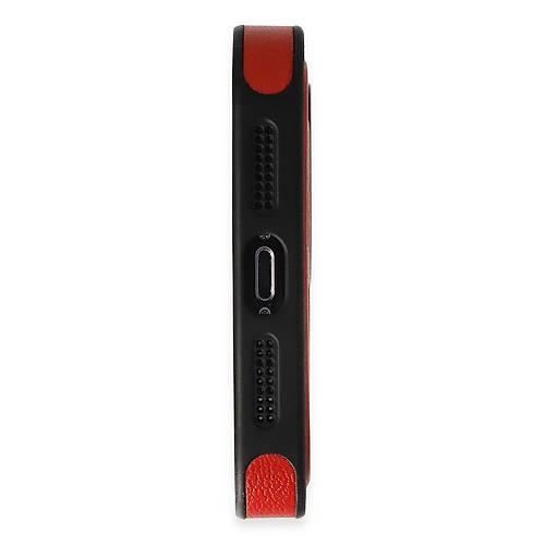 iPhone 13 Pro Max K�l�f Ozzi Magsafe Deri Kapak - K�rm�z�