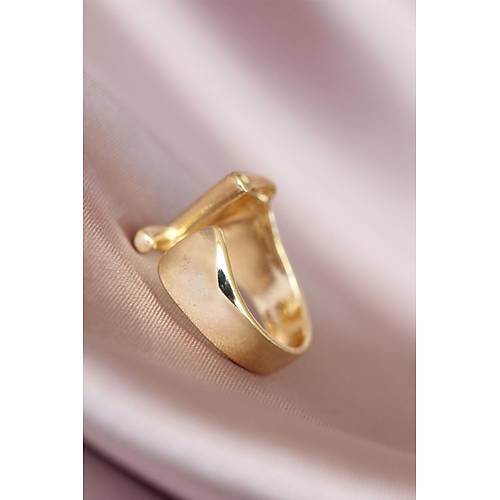 Z Harfli Alt�n Renk Ayarlamal� Metal Kad�n Y�z�k