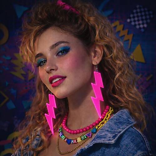80�ler 90'lar Retro Neon Pembe �im�ek K�pe 10 cm