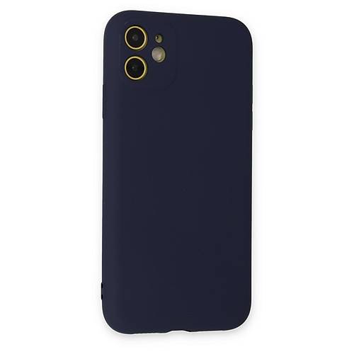iPhone 11 K�l�f Nano i�i Kadife Silikon - Lacivert