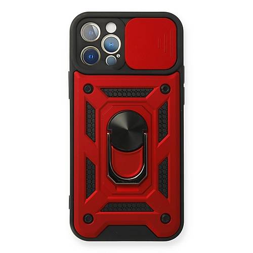 iPhone 12 Pro K�l�f Pars Lens Y�z�kl� Silikon - K�rm�z�