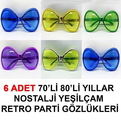 70li 80li Y�llar Nostalji Ye�il�am Retro Parti G�zl�kleri 6 Adet