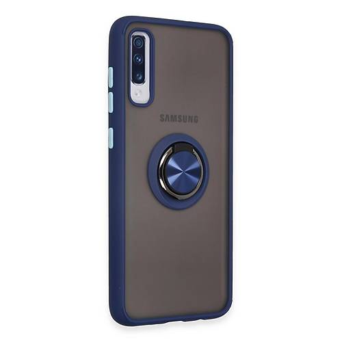Galaxy A70 K�l�f Montreal Y�z�kl� Silikon Kapak - Lacivert